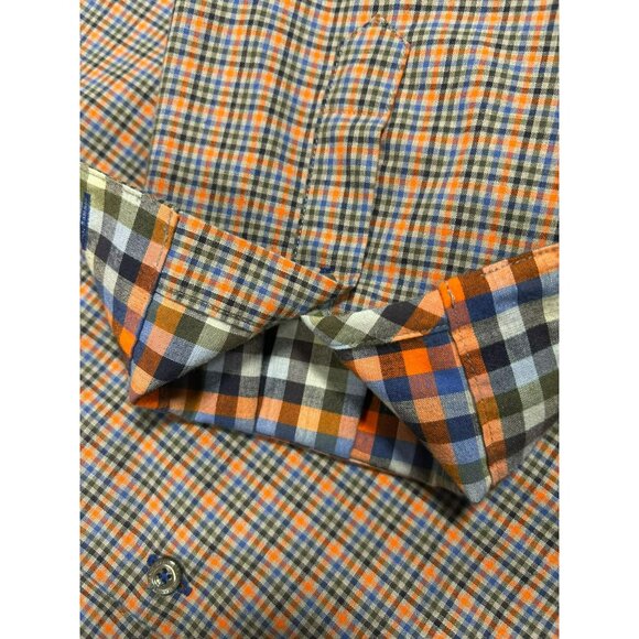 Hammer Made Mens Orange & Blue Plaid Button-Up Shirt Size 16/41 Tailored Fit - Picture 3 of 6